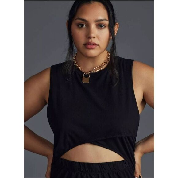 T LA by Anthropologie Womens Size XL Twisted Cut Out Mini Dress Black NWT - Picture 2 of 8